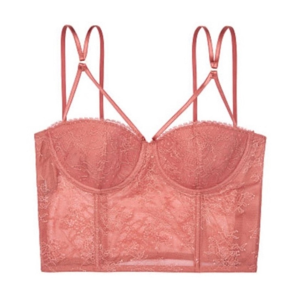 Victoria's‎ Secret Lace Corset Bustier Strappy in Dusty Rose 32D